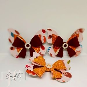 3PCS 4 Inch Hair Bows for Girls Faux Leather Toddler Accessories with Alligators